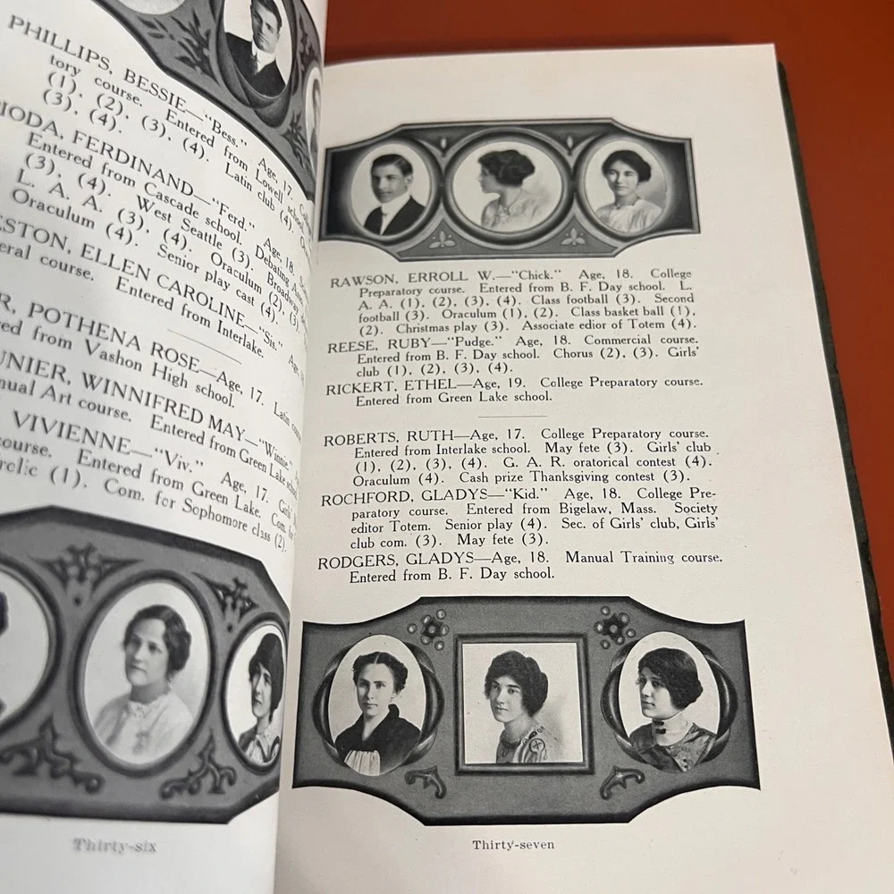 1913 Totem Yearbook Lincoln High School Vtg Antique Seattle Washington History
